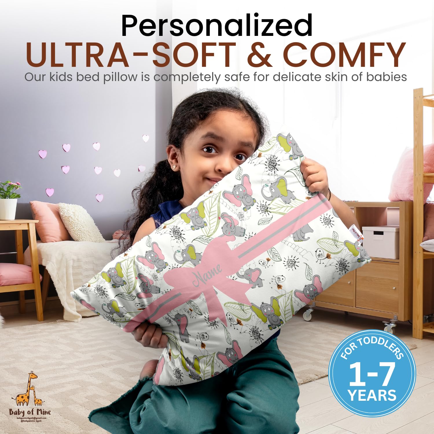 Personalized Pillow For Kids, Super Soft Cotton Kids Cushion - 12 X 18 Inches | Custom Name, For 5 Years Old Kids, Adorable Prints | For Head, Neck Support Baby Pillow - Pillow 18