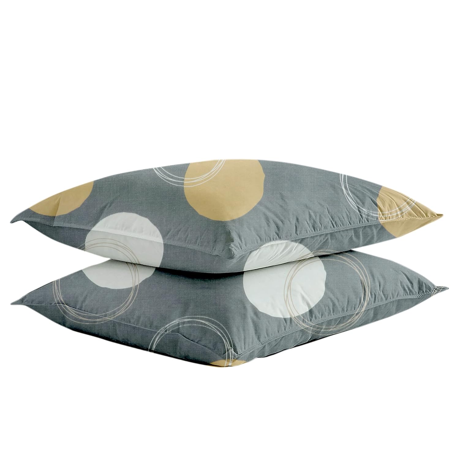 Double Bedsheet With 2 Matching Pillow Covers Set | 72 X 78+10 Inches, Grey - Designer Printed Bedsheet Set | Perfectly Styled & Coordinated Look Bedsheet
