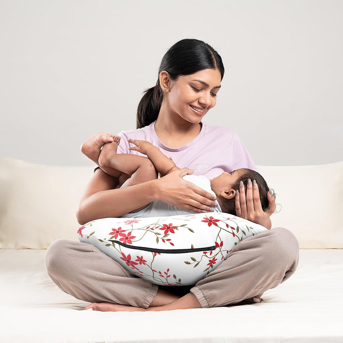 Feeding Pillow For New Born Baby, 5 In 1 Multipurpose Use, Nursing Pillow, White | Pillow For Breastfeeding With Cotton Removable Cover | Easy To Clean, Machine, Comfortable Pillow