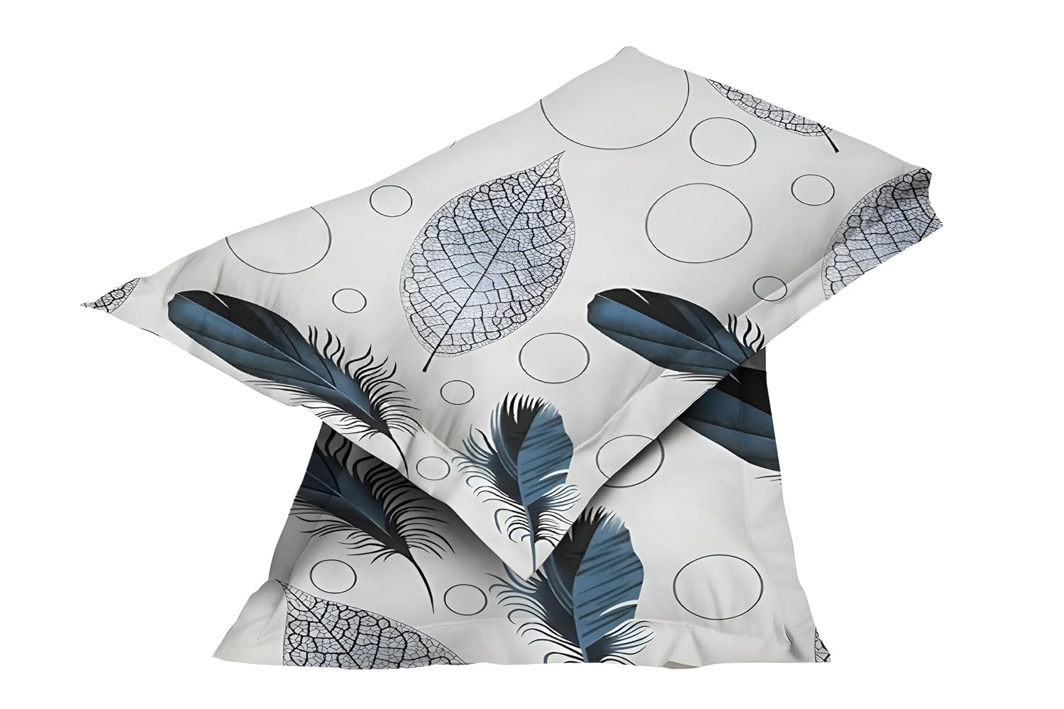 Printed King Size Bedsheet With 2 Matching Pillow Covers - 90 X 90 Inches, White & Teal | Durable & Long-Lasting | Naturally Soft, Breathable, & Skin-Friendly
