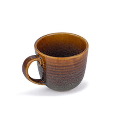 Large Ceramic Coffee Mug Set Of 2 - Brown, 400ml Each | Ceramic Ribbed Mug With Glossy Finish - Mug For Coffee | Ceramic Coffee Mug - Coffee Cup | Microwave Safe & Dishwasher Safe