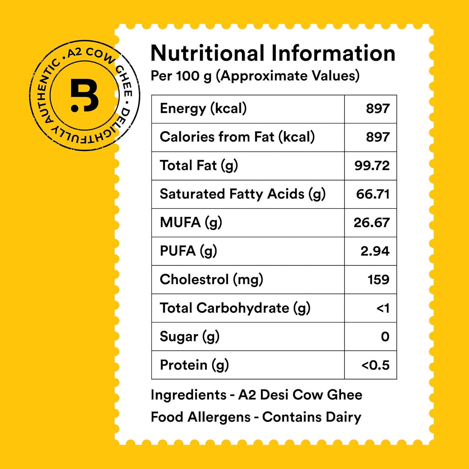 Organic A2 Desi Cow Ghee By Barosi | Rich In Vitamins A, E & Healthy Danedar Cow Desi Ghee Perfect For Brain Health | 1 Litre (500ml * 2) 33.8 Ounce | Jar Pack