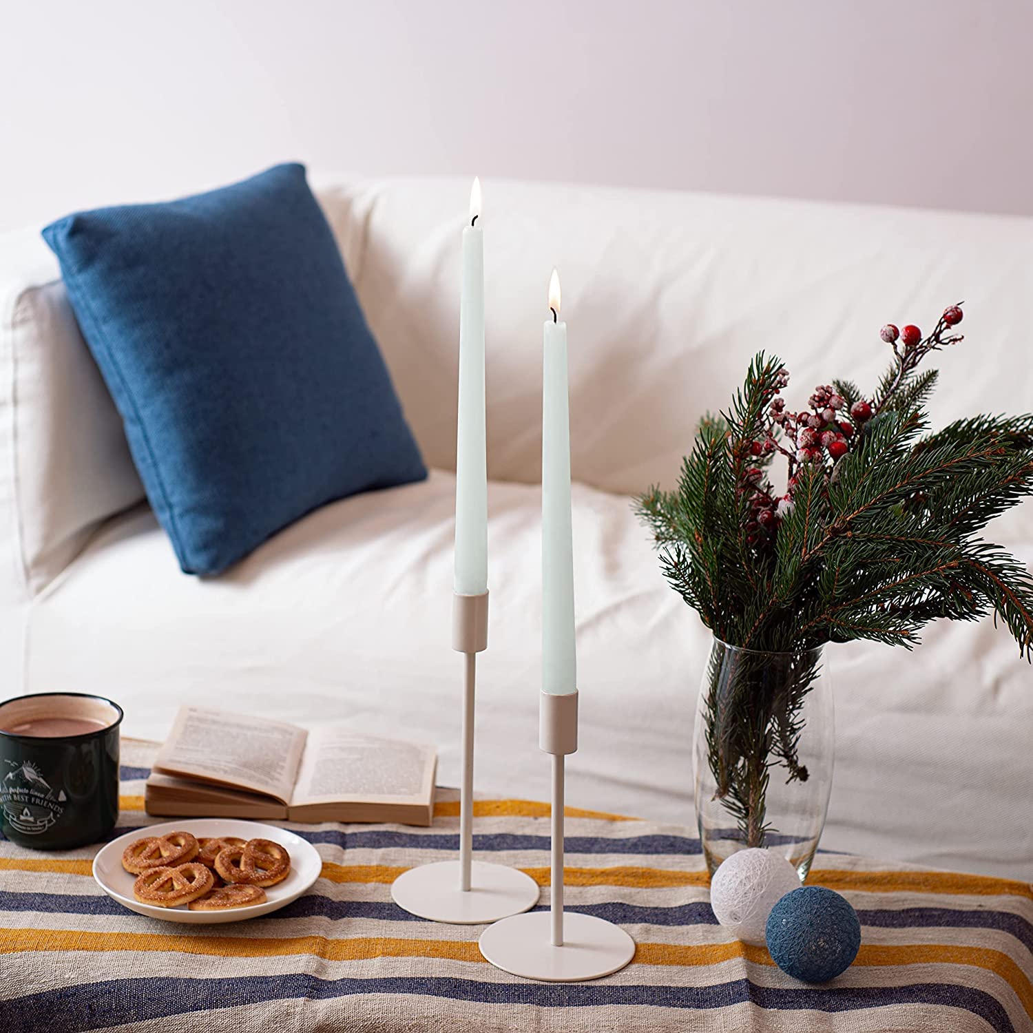 WHITE TAPER CANDLES PACK OF 4 | PERFECT FOR CANDLIGHT DINNER CELEBRATE CANDLES