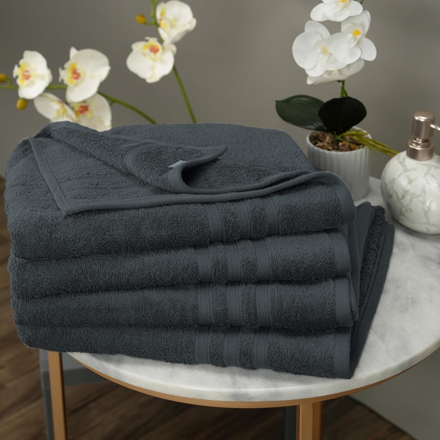 Tiqh 100% Cotton Thick & Plush Luxury Hand Gym & Workout Hand Towel 800 Gsm - Set Of 4 (Grey)
