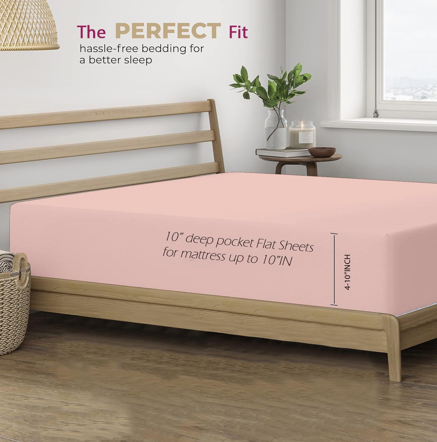 King Size Flat Double Bedsheet Set With 2 Matching Pillow Covers (108 X 108 Inches, Blush Peach) | Best For Festival Gifting, Housewarming, Anniversary Gifts Friends Family Gifting