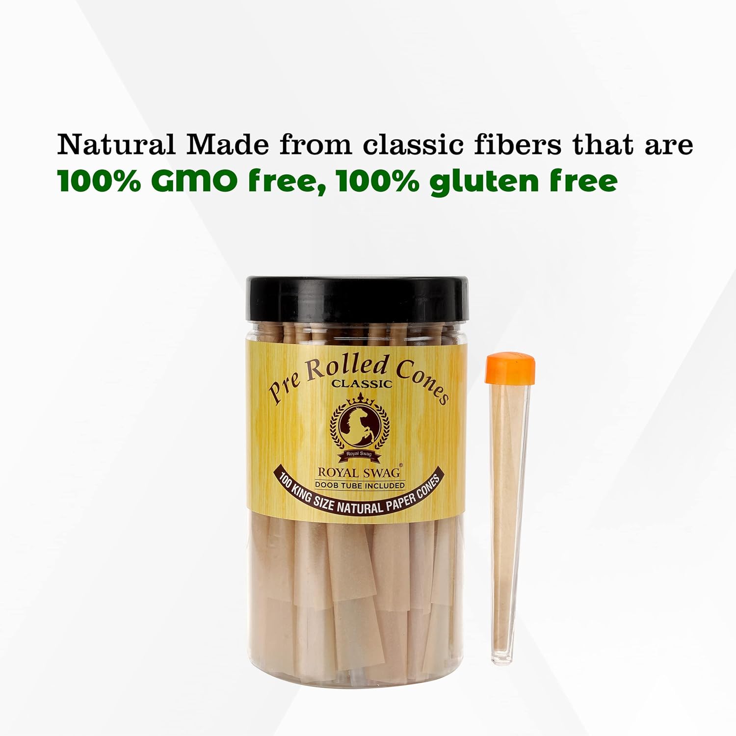Royal Swag Tobacco & Nicotine Free Smoking Mixture With 100% Natural Herbal Smoking Blend 1 Pack -100gm With Pre-Rolled Cones Classic King Size Rolling Papers With Filter Tips - 110mm Long Cones