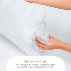 Microfiber Bed Pillows For Sleeping Without Cover, White Pillows- 26x17 Inches | Height Adjustable White Pillows, Rectangular Shape, Easy Maintenance, Superior Softness - Pack Of 4