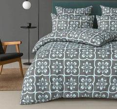 Cotton Queen Size Printed Double Bedsheet With 2 Pillow Covers For Home | 90 X 100 Inches, Grey & Blue - Beautiful Bedsheet Set | Perfect For Gifting Wedding, Anniversary