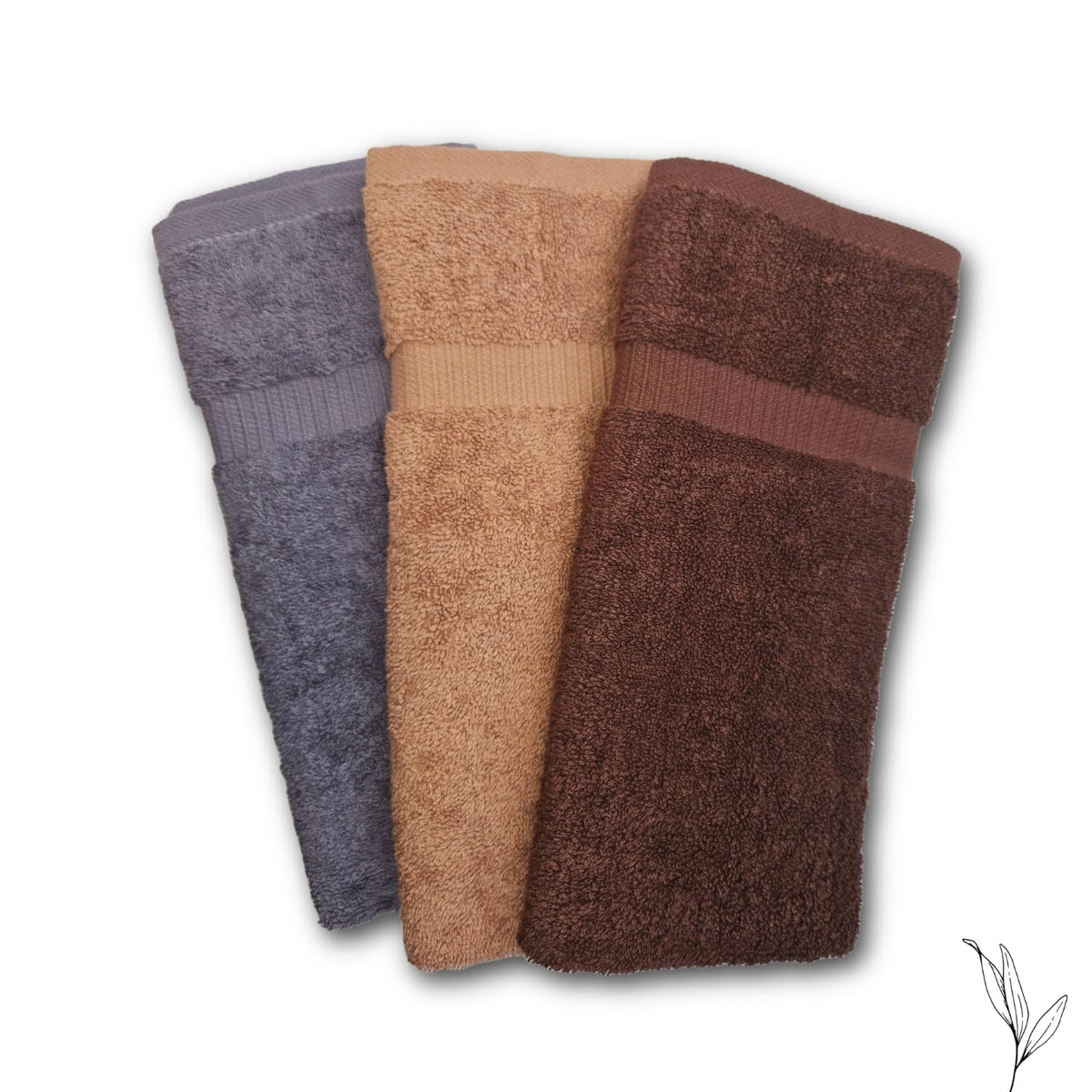 Nive Home Linens 100% Cotton Hand Towel 600 Gsm | Ultra Soft, Thick & Super Absorbent, Quick Dry Hand Towel (Gray, Dark Beige & Dark Brown) - 3 Pcs