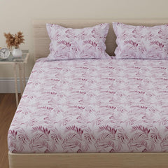 Flat Double Bedsheet With 2 Pillow Covers Rosewood | Queen Size - 88 X 96 Inches, Maroon & White | Durable & Long Lasting Bedsheet