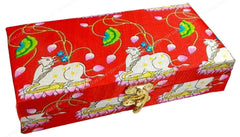 Decorative & Attractive Box Cash Box, Shagun Box, Jewellery Box, Money Box Envelop Wedding, Gift Box, Bangel Box With Cow Lotus Embroidery Design, Colour - Red