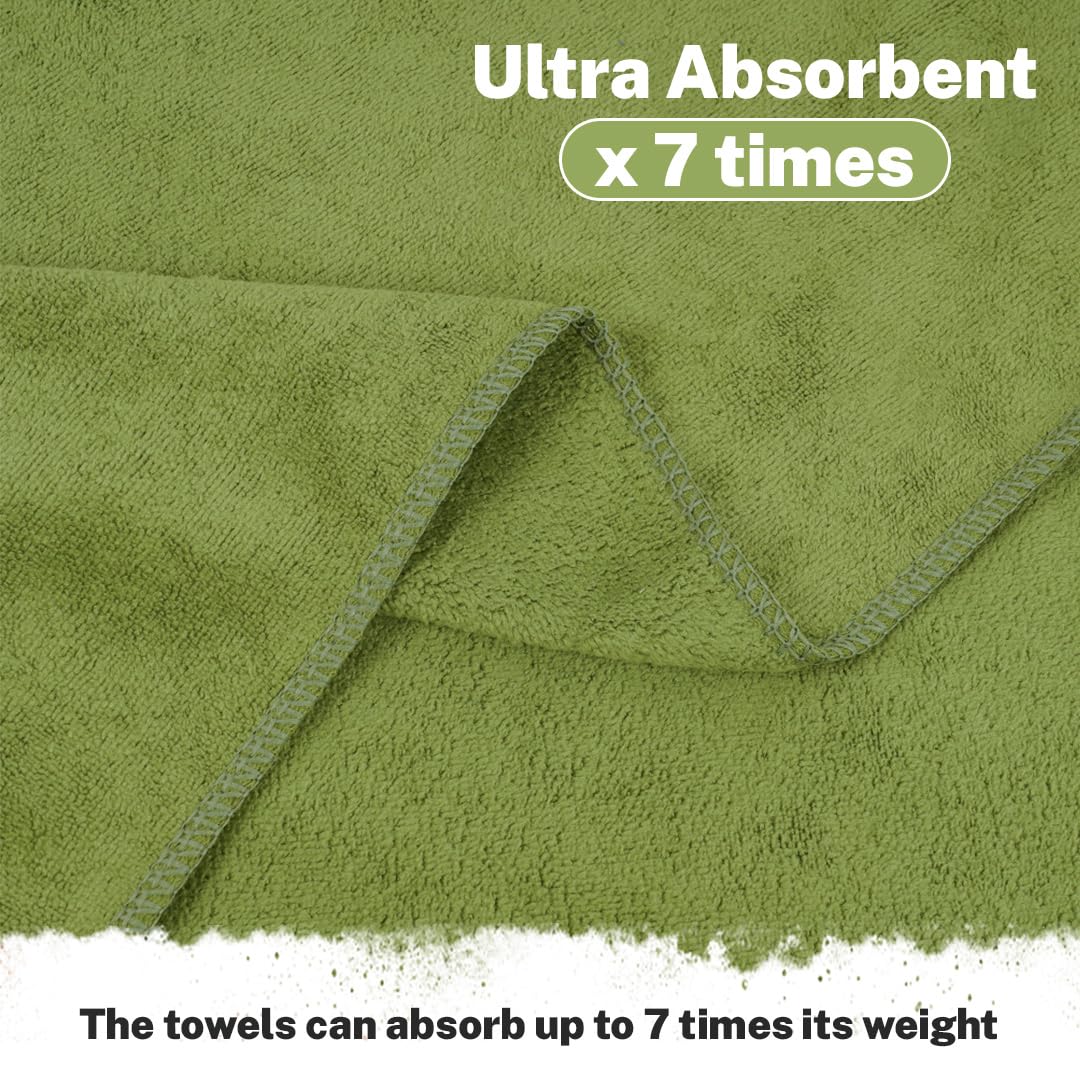 Fezora Microfiber Weft Knitting Bath Towels 400 Gsm | Large Size Bath Towel Soft & Absorbent For Men/Women (Pista)