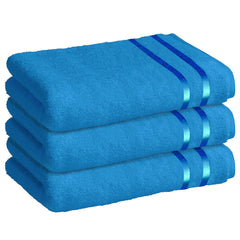 Story@Home 100% Cotton Large Size Bath Towels 1350 Gsm | Perfect For Everyday Use (Blue) - Pack Of 3