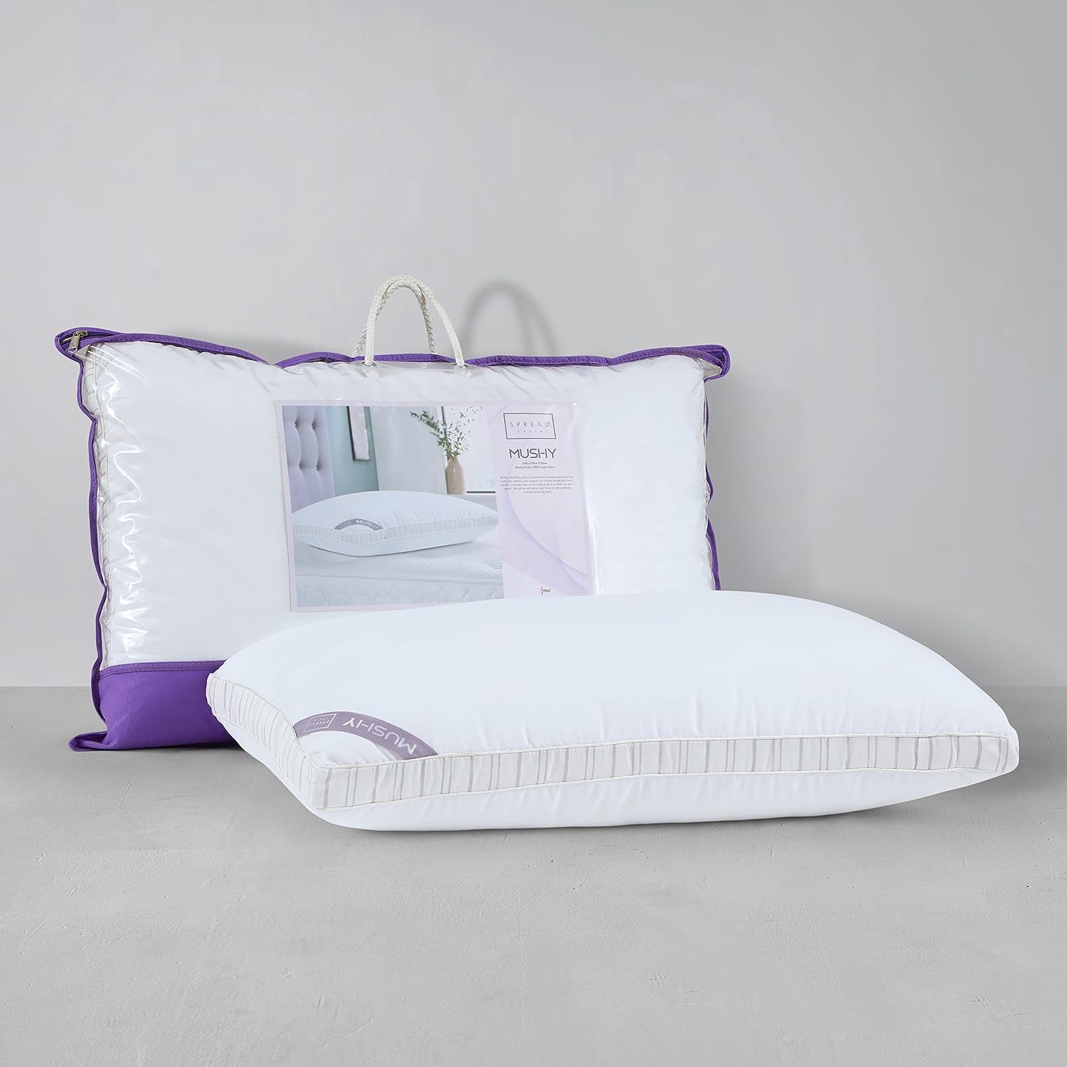 Microfiber Mushy Pillow For Sleeping & Neck Pain Relief, White - 55 X 86 Cm | Suitable For Back Side Sleeper & Stomach Sleeper | Comfortable & Breathable, Hypoallergenic - Set Of 2