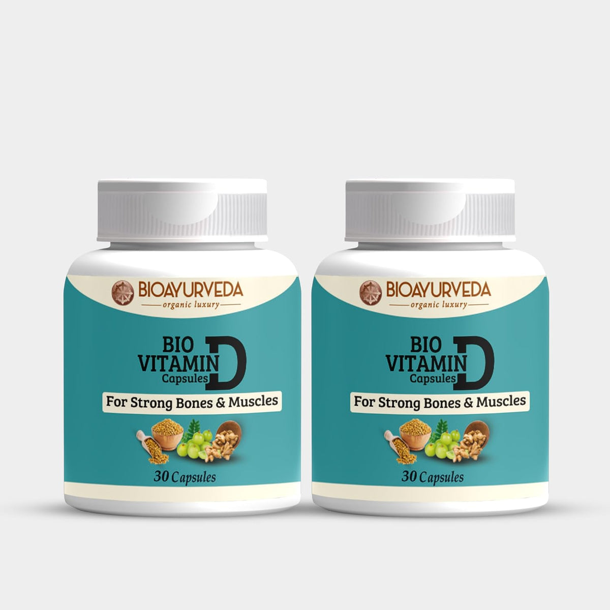 Bioayurveda Bio Vitamin - D Capsule For Strong Bones And Muscles | 30 Capsules , 50gm 0.1lbs, Each Pack Of 2
