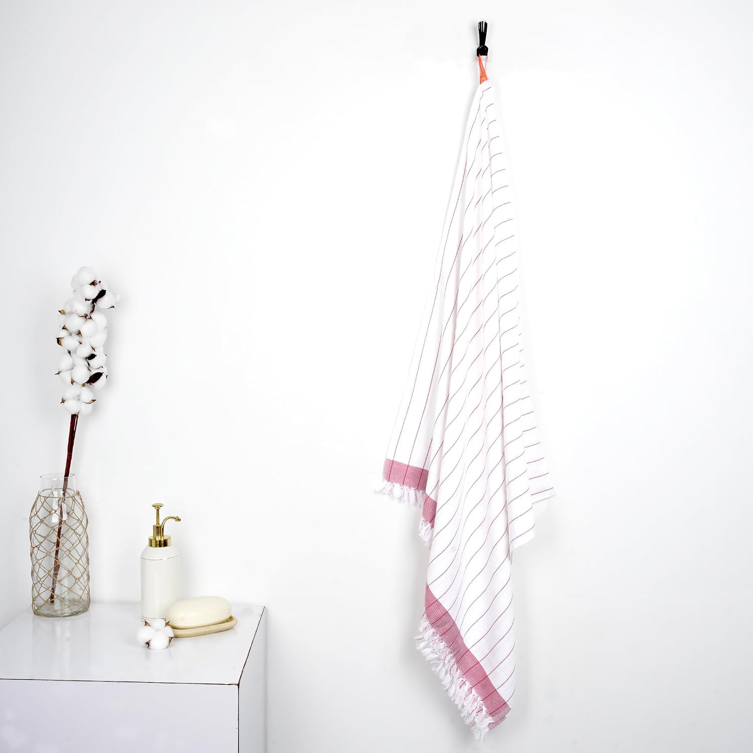 Thirsty Towel Cotton Bath Towel 200 Gsm | Super Soft & High Absorbency Quick Dry Bath Towels Large Size For Men, Women & Kids, Pinstripe (Merlot Mauve)