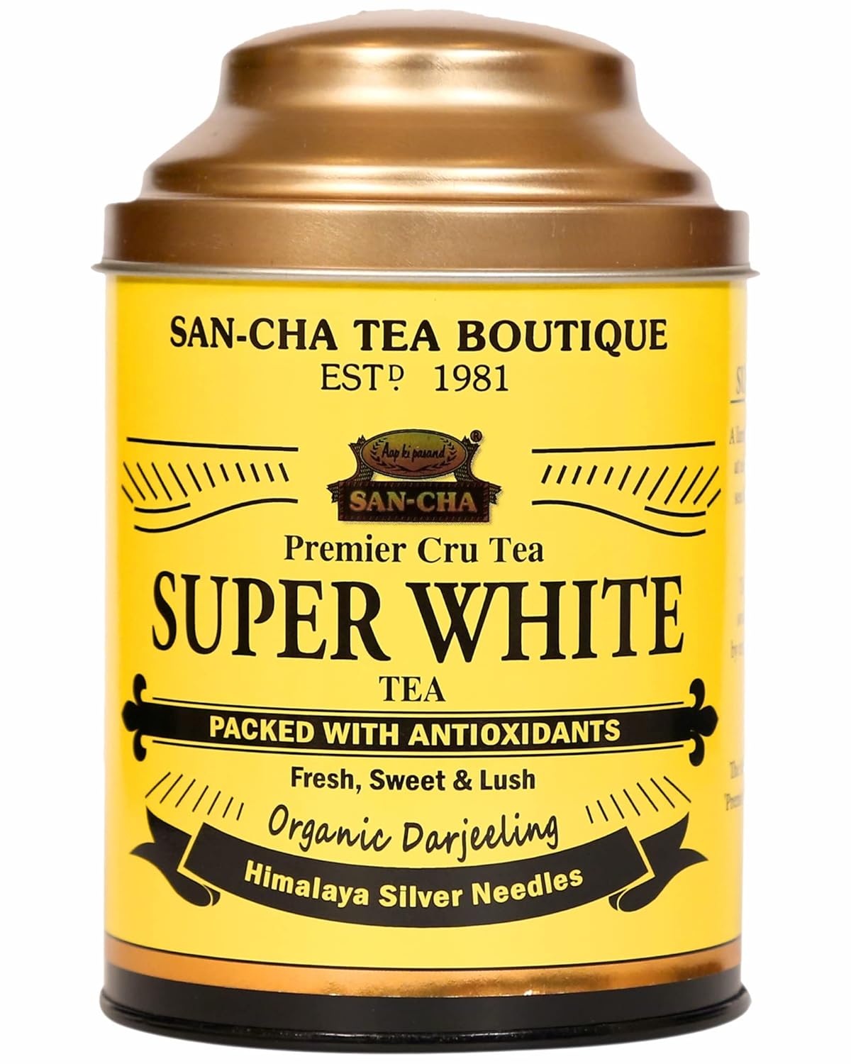 San-Cha Premier Cru Super White Tea - 75gm, 2.6 Ounce | Fresh, Sweet & Lush Organic Darjeeling Tea - Low Caffeine, Richest In Antioxidants