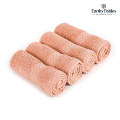 Earthy Fables Premium Face Towels 800 Gsm | Ultra Soft, Quick Dry & Highly Absorbent, For Gym, Travel & Acne-Prone Skin | Set Of 4 (Peach)