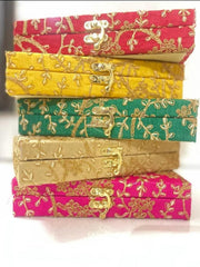 Decorative & Attractive Box Cash Box, Shagun Box, Jewellery Box, Money Box Envelop Wedding, Gift Box, Bangel Box With Embroidery Design Pack Of 1, Colour - Green