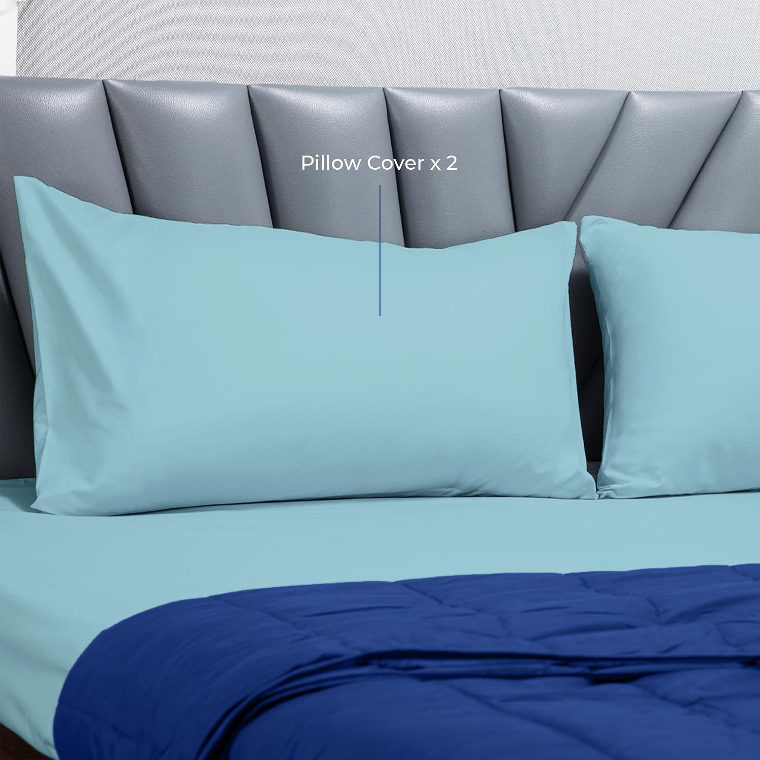 Super Soft Microfiber Solid Bedsheet With 2 Pillow Cover - Double Size 90 X 100 Inches, Mild Blue | Ideal For House, Guest House, Hotel - Easy To Maintain & Machine Washable