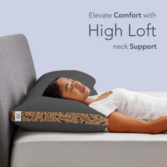 Soft Microfiber High Loft Pillow, Neck Support, Sleep Well In 43 X 69 Cm | Printed Gusset Of Extra 5 Cm Height For Soft Comfortable Sleep, Grey Quill | Bed Pillow, Supportive - Set Of 2