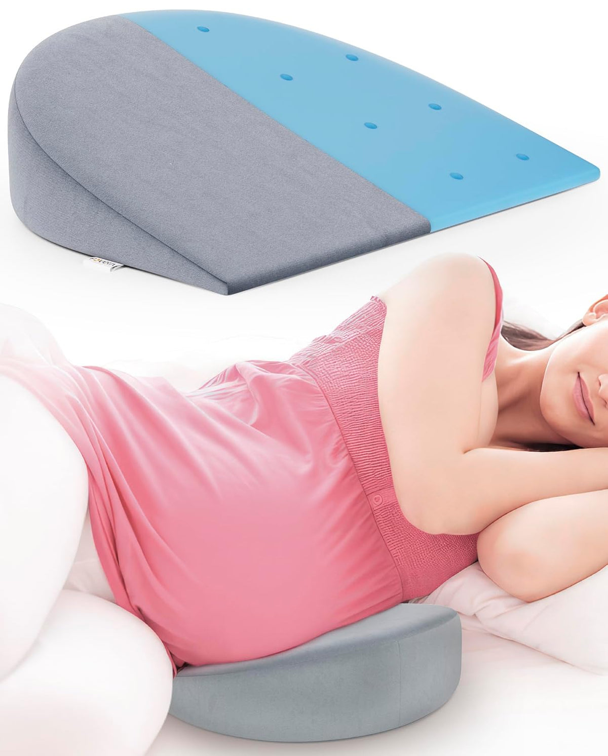 Pregnancy Pillow For Pregnant Women, Memory Foam Maternity Pillow, Grey | Wedge For Supporting Belly, Back During Pregnancy - Provides Soft-Support To The Baby Bump - Comfortable Pillow