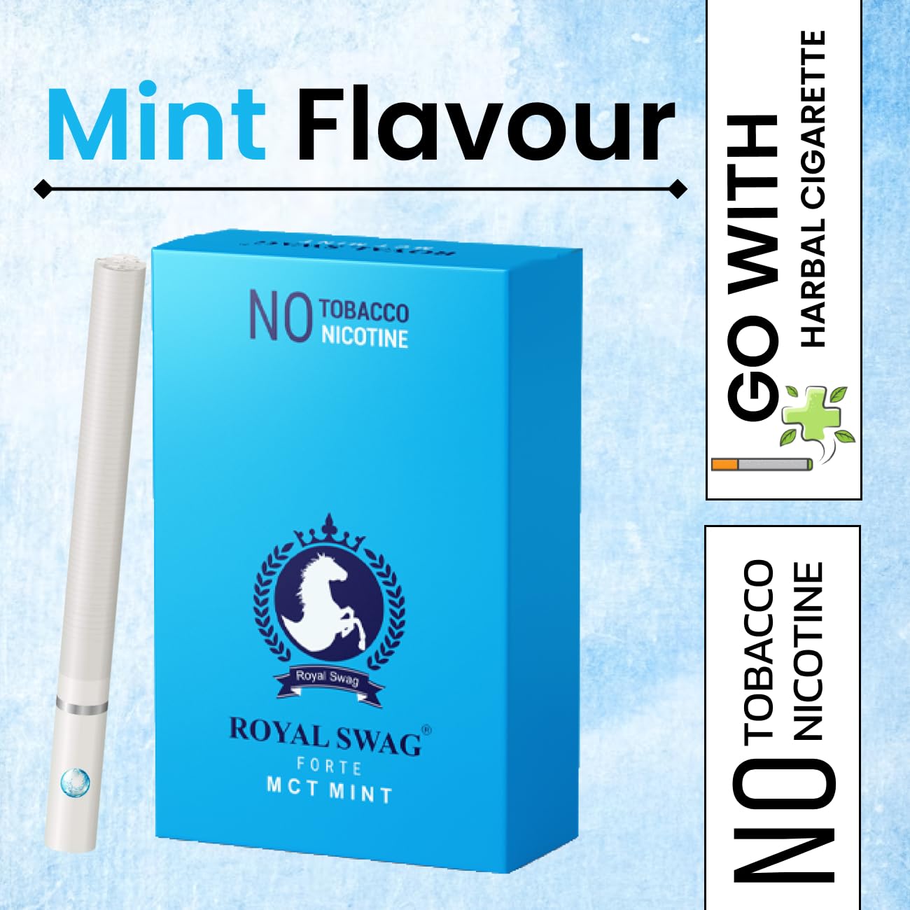 Royal Swag Herbal Cigarettes 100% Tobacco Free & Nicotine Free Mint Flavoured (Pack Of 10 Sticks) With Ayurvedic And Natural Herbs Clove, Tulsi & Green Tea| Herbal Smokes (Non-Addictive)