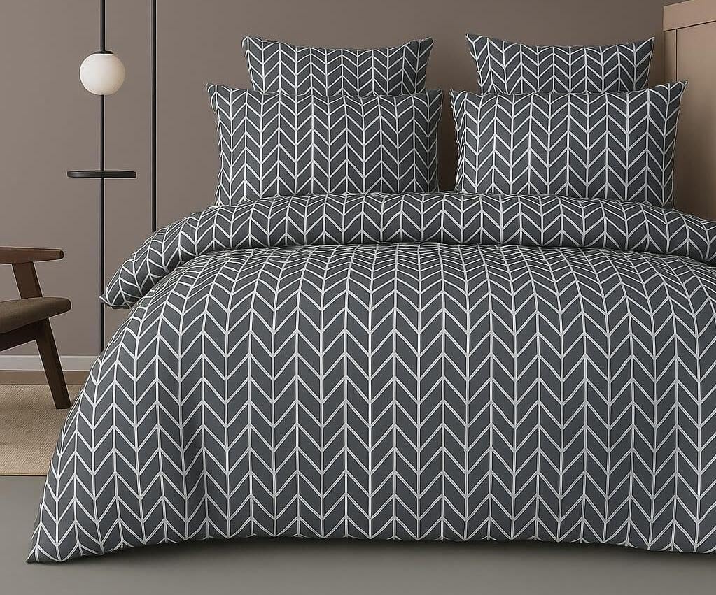 Cotton Double Bedsheet For Queen Size With 2 Matching Pillow Covers For Home - 90 X 100 Inches, Grey & White | Smooth Finish, Soft Touch & Breathable Comfort For Everyday Use