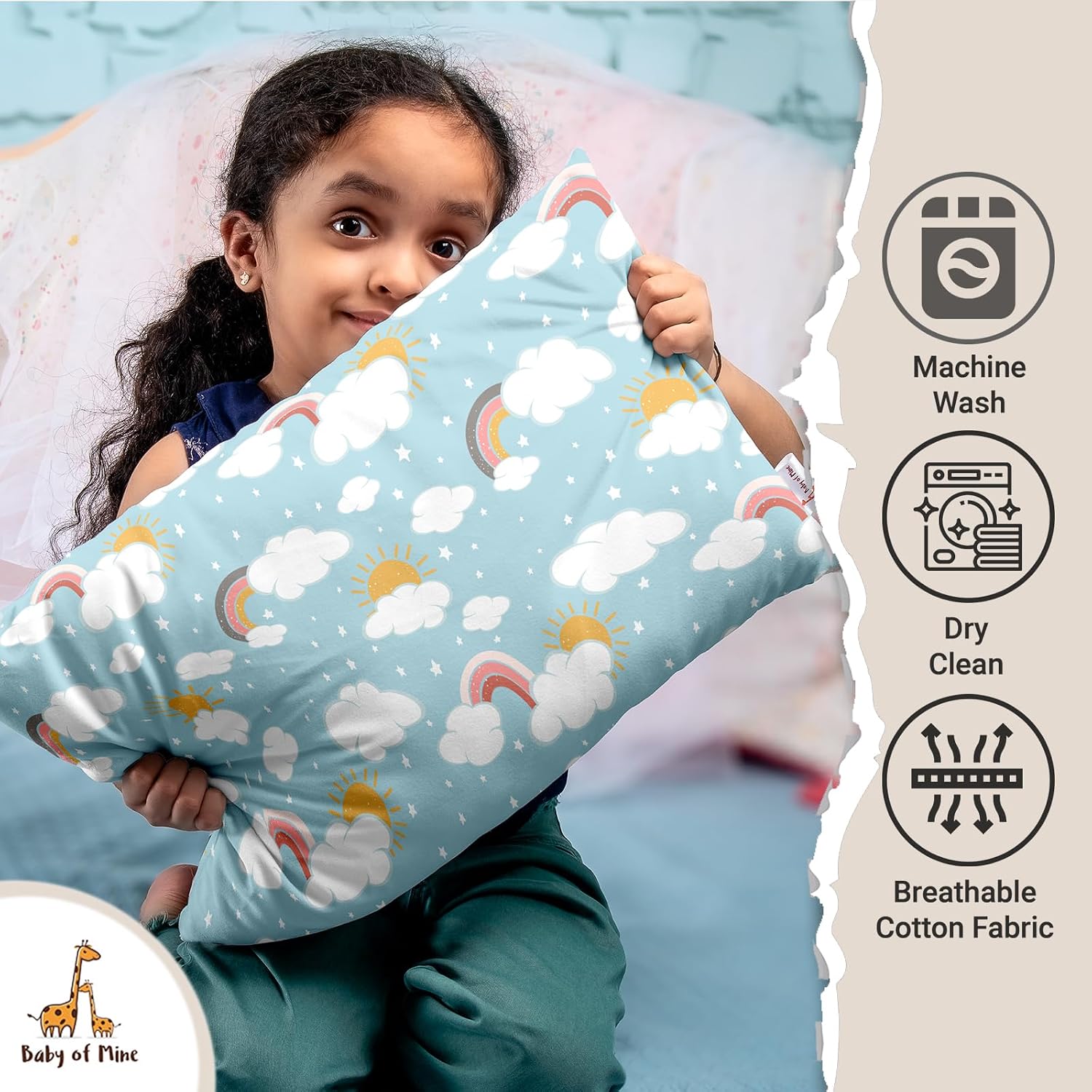 Personalized Pillow For Kids, Super Soft Cotton Kids Cushion - 12 X 18 Inches | Custom Name, For 5 Years Old Kids, Adorable Prints | For Head, Neck Support Baby Pillow - Pillow 12