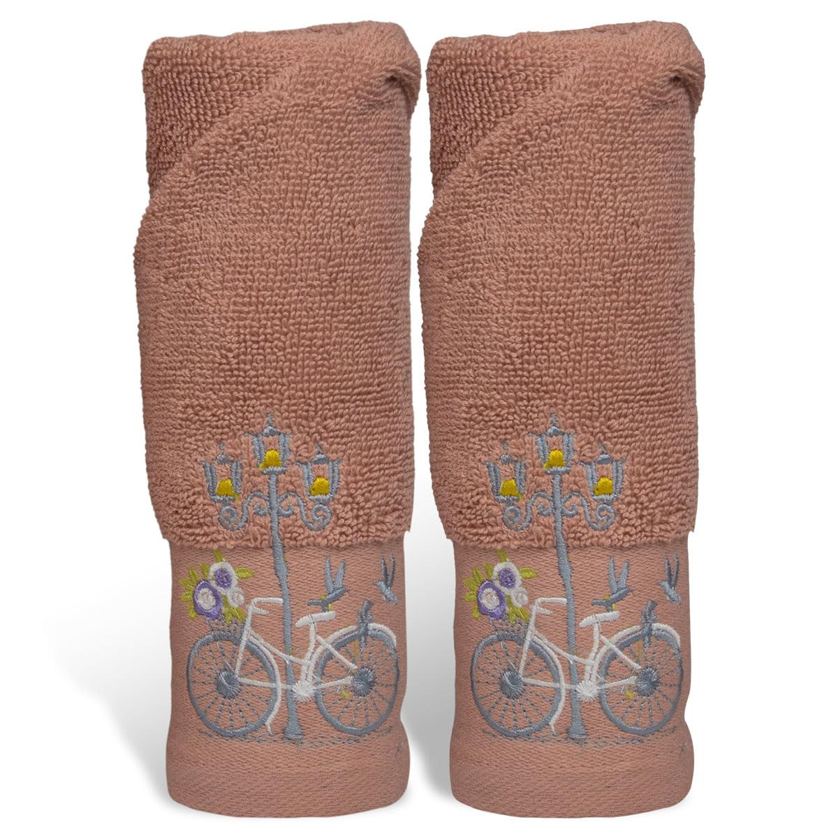 Rangoli 100% Cotton Martin Hand Towels 540 Gsm | Quick Dry, Ultra Soft, Highly Absorbent Printed Hand Towel For Men & Women Luxury & Highly Absorbent Towels - Peach (Set Of 2)