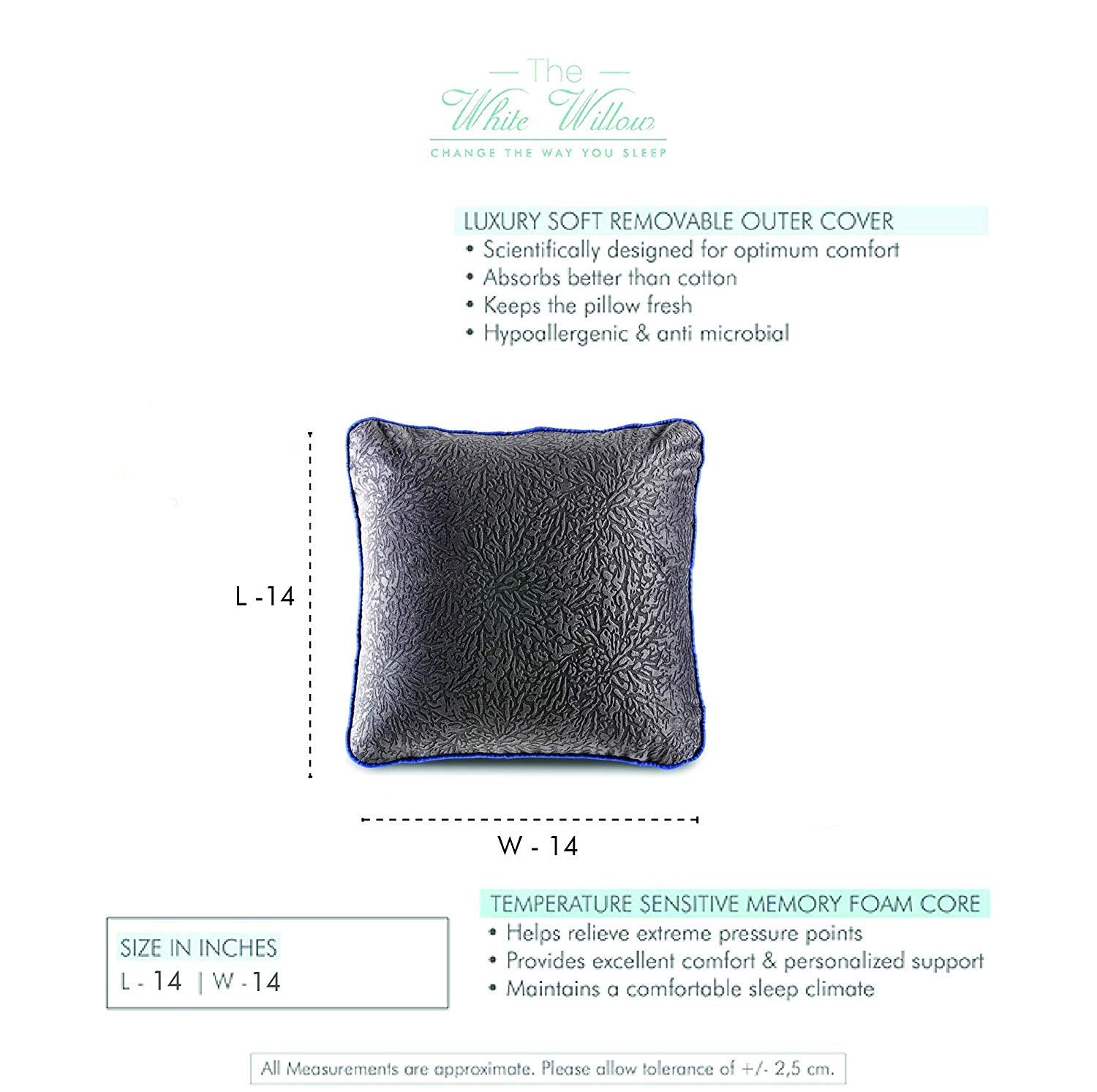 Orthopedic Memory Foam Pillow, High Resilience Chair Seat Pads & Car Cushion, Black & Blue | Lumbar Spine Support Backrest Pillow | Lightweight, Alleviates Lower Back Pain, Combo Pack