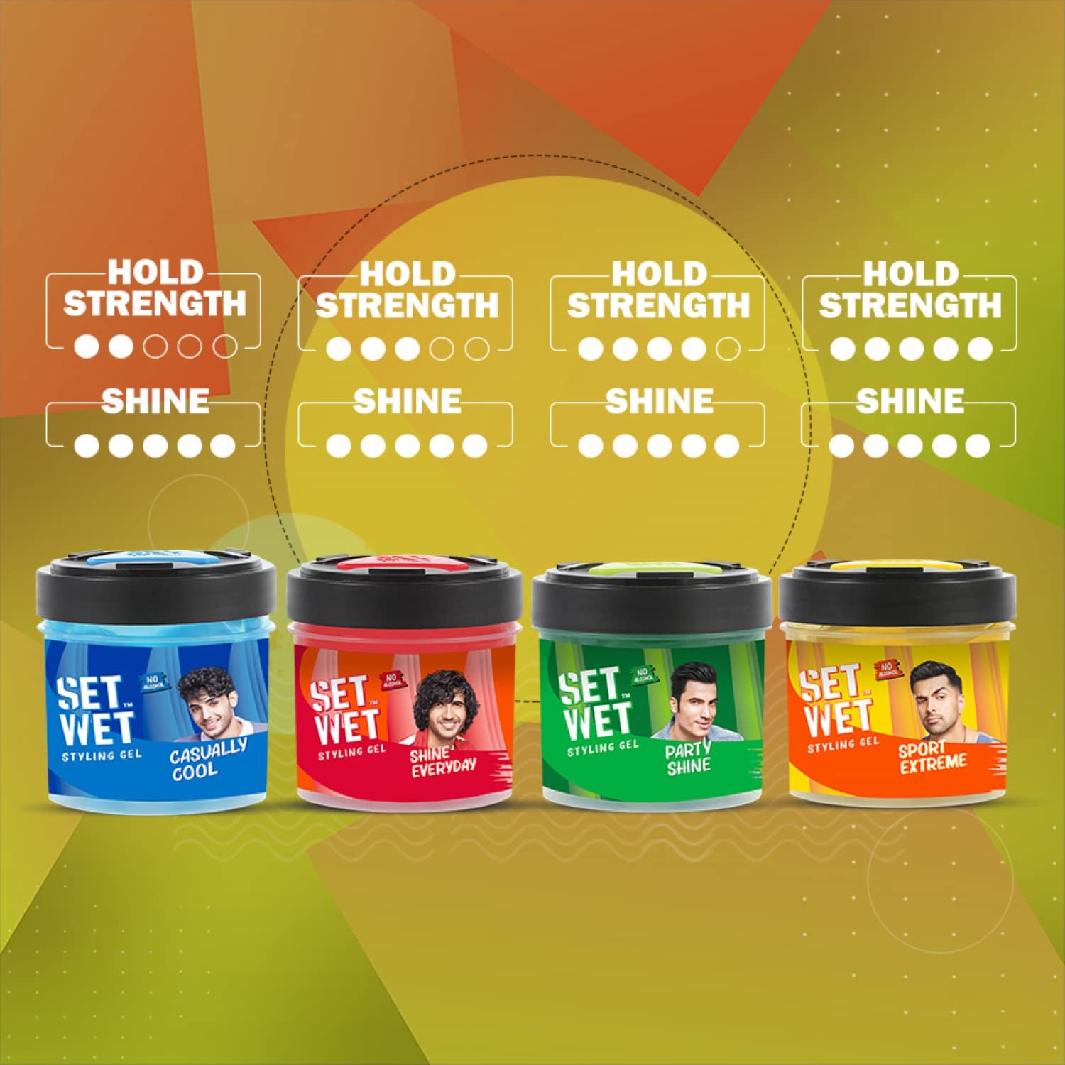 Set Wet Styling Hair Gel For Men Sport Extreme , 250gm 8.8 Oz. | Extreme Hold , High Shine | For Short To Medium Hair | No Alcohol , No Sulphate