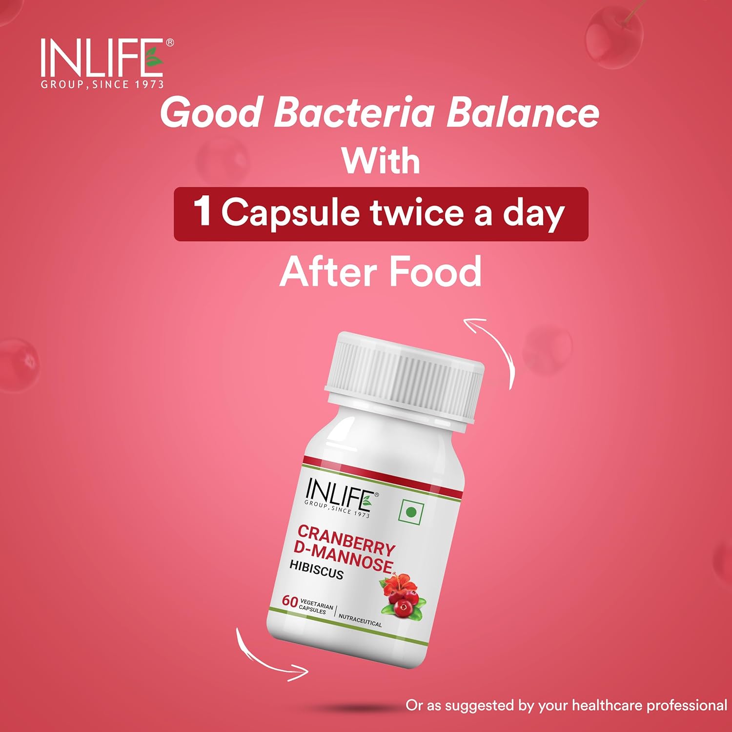 Inlife Cranberry Capsules For Urinary Tract, D - Mannose Hibiscus Extract, Health Supplement For Uti | For Unisex 60 Vegetarian Capsules 100gm 0.2lbs Each Pack Of 4