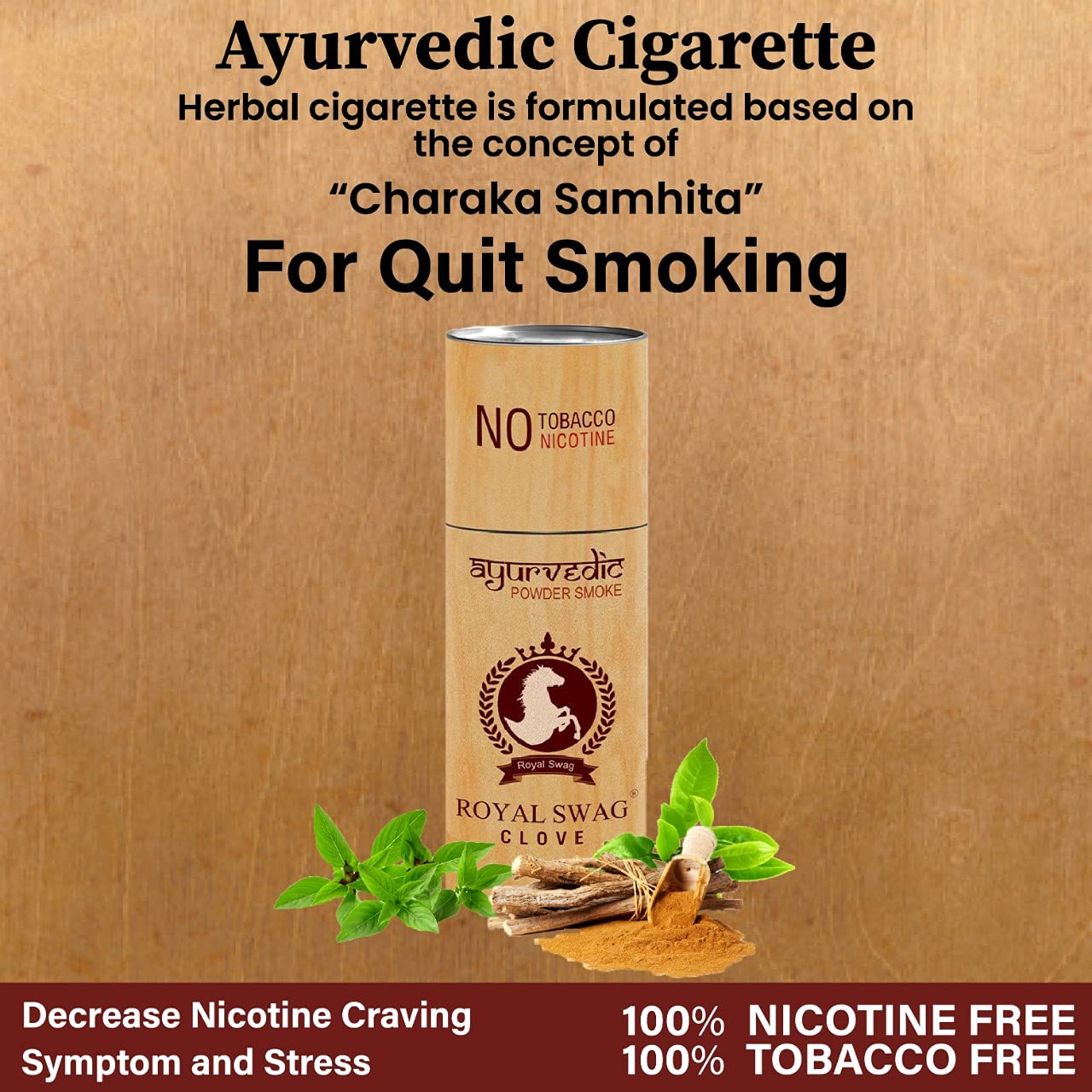 Royal Swag Ayurvedic & Herbal Cigarettes Regular Flavour & Clove Flavour (10 Sticks Each) With 100ml Shot Anti Addiction Spray - (20 Sticks)