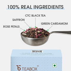 Teabox Kashmiri Kesar Gulab Chai Tea - 250gm, 8.8 Ounce | Mixed With The World'S Rarest Saffron & Light Scented Roses - From The Everlasting Beauty Of The Kashmir Valley | Medium Caffeine