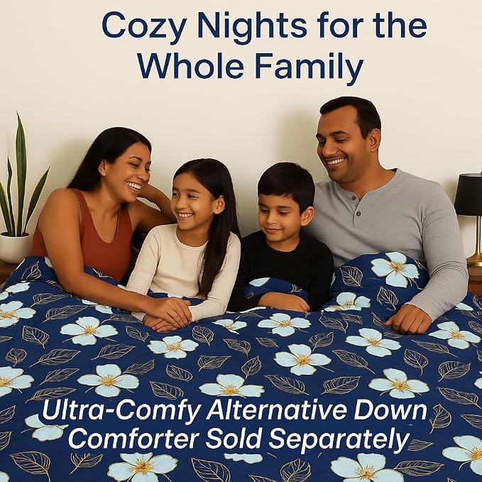 Printed Double Bed Bedsheet Set Includes 2 Pillow Covers Ultra-Soft Microfiber | 90 X 100 Inches, Blue - Breathable & Wrinkle-Free