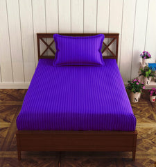 Cotton Single Bedsheet 1 Pillow Cover - 38 X 80 Inches, Dark Purple | All Around Elastic Fitted Bedsheet | Durable & Long Lasting Fabric, Naturally Breathable & Wrinkle Free