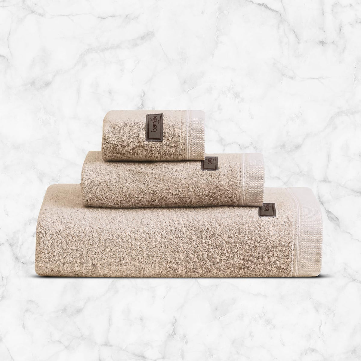 Spread Spain Bamboo Towel Bath, Hand & Face Towel 360 Gsm | Super Absorbent & Soft, Antibacterial | Sand (Set Of 3)