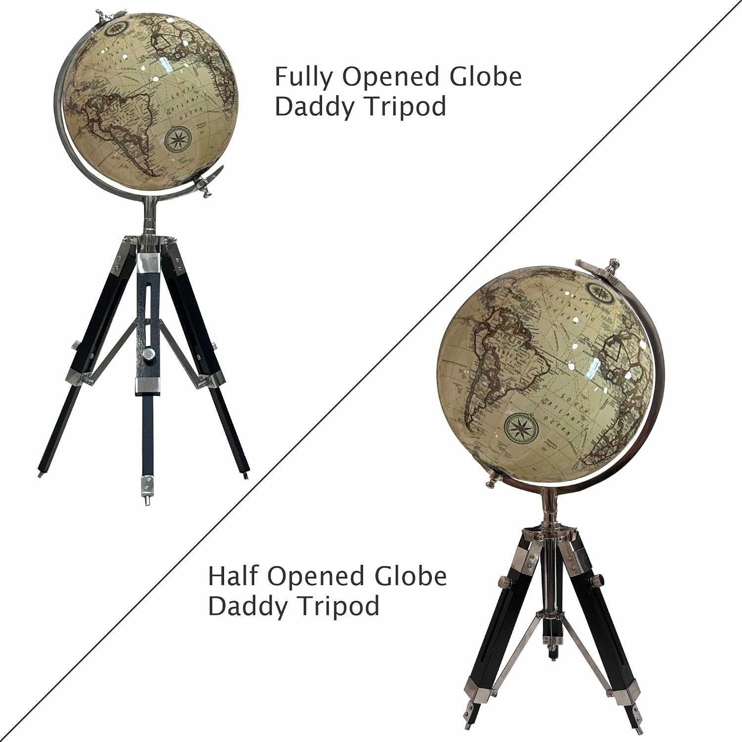 Tripod Antique Globe, Showpiece For Home & Office Desk, Educational Learning For Students Kids (20 Inches Height) Pack Of 1