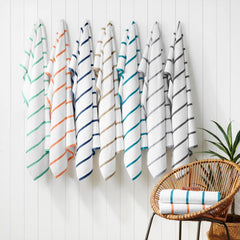 Casa Copenhagen Pack Of 2 Cabana Pool Xl Bath Towels 610 Gsm Cotton Rough And Tough Use Colour (White Grey Stripe)