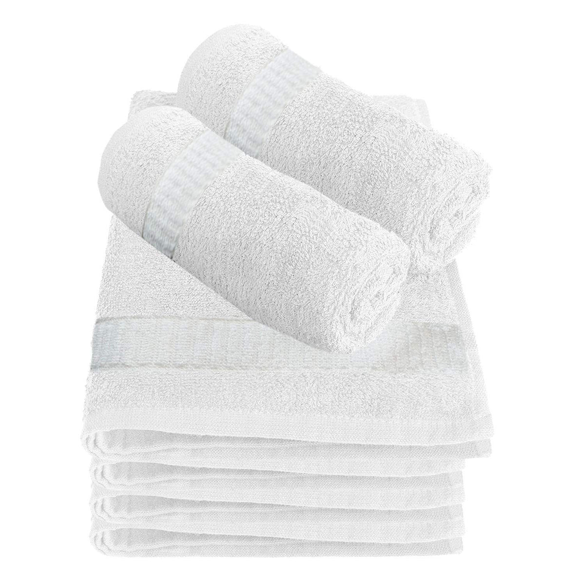 Kuber Industries Cotton Face Towel 400 Gsm Large Size | Multiuses Dot Printed Soft Cotton Face Towel (White)- Pack Of 6