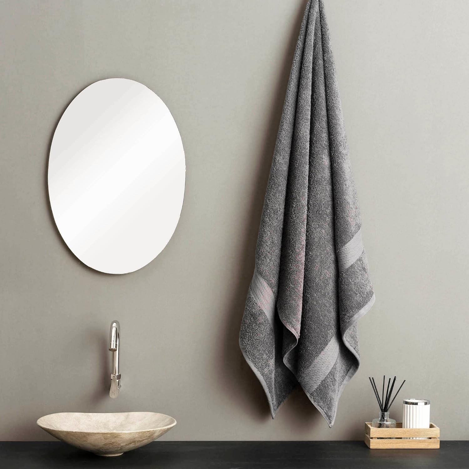Ddecor Live Beautiful 100% Cotton Bath Towel 500 Gsm | Large Size Bath Towel Soft & Absorbent For Men & Women (Dark Gray)