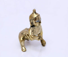 Laddu Gopal Brass Idol, Bal Gopal, Thakur Ji Idol, Gold, Brass, Idol - 2.5 Inch, Heavy Petal Murti, Janmashtami Special For Home Temple, Made Of Pure Brass, Handmade Statue, All Occasion