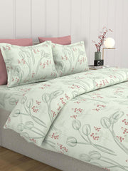 100% Cotton Queen Size Bedsheet For Double Bed With 2 Pillow Covers - 90x108 Inches, Sea Green | Ideal For Daily Use & Gifting Bedsheet