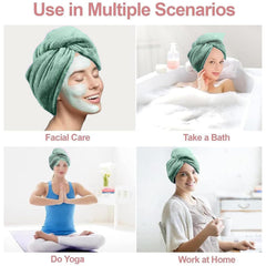 Maxoshine Hair Towel Wrap For Women-Quick Drying Microfiber Towel For Hair With Elastic Loop For Tying-Super Absorbent Head Towels (Pista Green)
