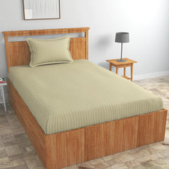 Glace Cotton Single Bedsheet With 1 Pillow Cover (89 X 57 Inches, Ecru) | Long Lasting Durability & Comfort For Your Living Space