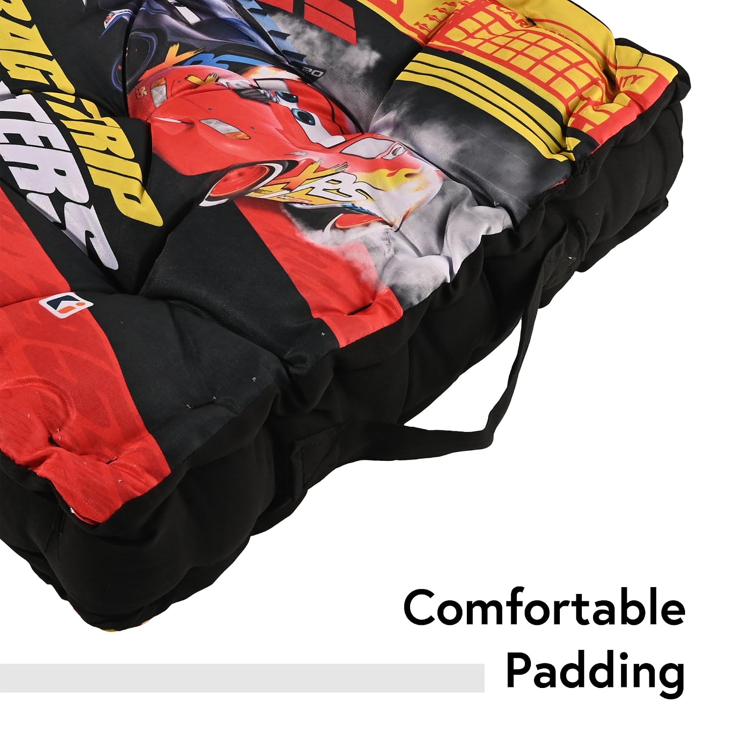 Cotton Chair Cushions Pillow For Sitting, For Back Rest, Disney Car - Red & Black | Chair Pad For Office Work & Posture Support | Lightweight & Portable, Durable & Long Lasting - Pack Of 2