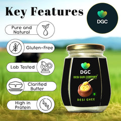 Natural A2 Desi Ghee By Desi Gur Company | Rich In Nutrients & Delicious Healthy Desi Ghee Good For Overall Health | (250ml) 8.4 Ounce | Jar Pack