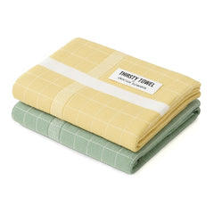 Thirsty Towel Cotton Bath Towel 400 Gsm | Super Soft & High Absorbency Towels, Quick Dry Bath Towels Large Size Pack Of 2 (Yellow & Green)