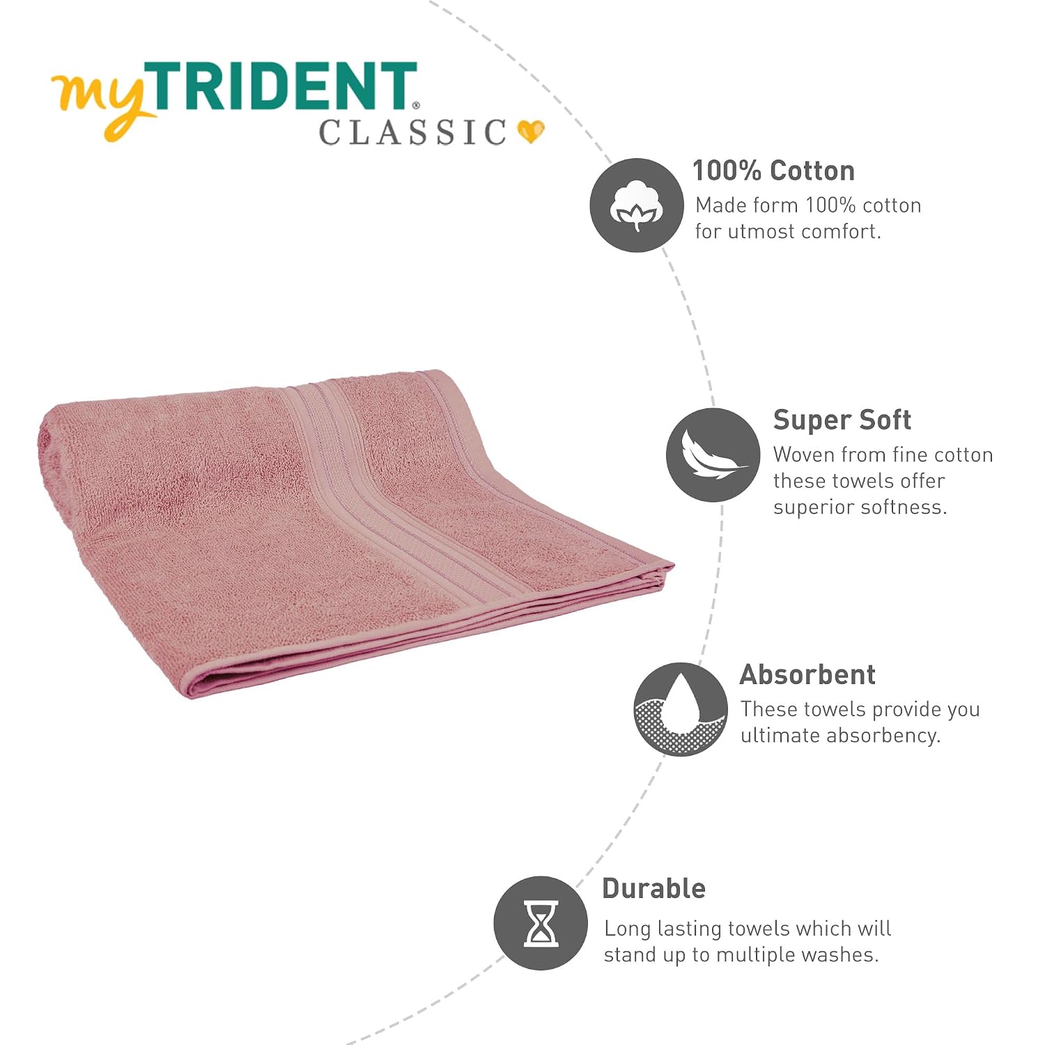 Mytrident Cotton Bath Towel 525 Gsm | For Men & Women Classic Towel 100% Cotton Bath Towel (Soft Berry)